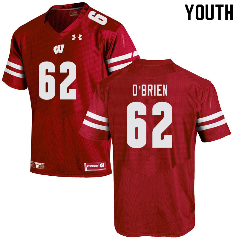 Wisconsin Badgers Youth #62 Logan O'Brien NCAA Under Armour Authentic Red College Stitched Football Jersey AQ40C56ES